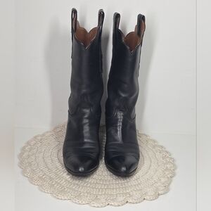Lucchese Handmade 1883 Women's 8B Black Scalloped Cowboy Boots Western Rodeo EUC
